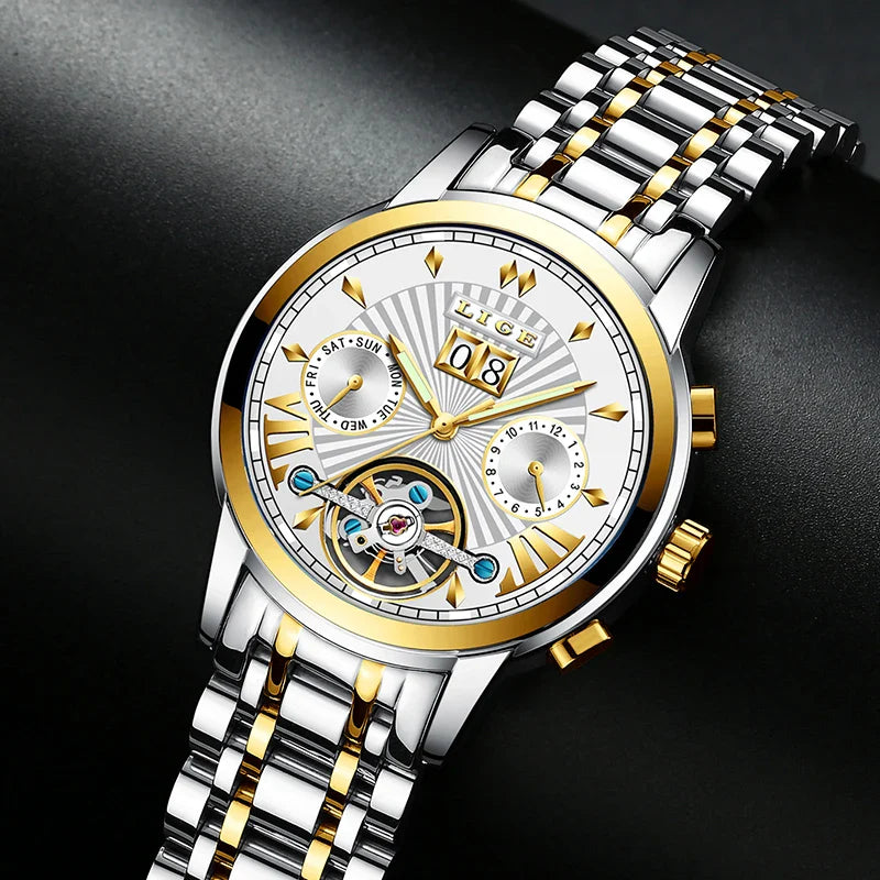 Orologi da Polso Meccanici Automatici LIGE 2026 per Uomo, Marca di Lusso, Orologio da Uomo con Tourbillon, Moda Business, Impermeabile