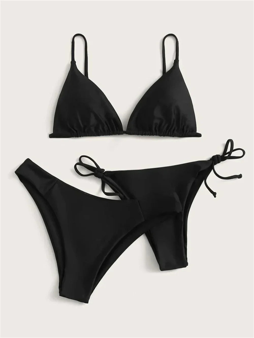 Bikini nero Costume da bagno estremo Triangolo Costumi da bagno sexy String 3 pezzi Bikini Set Costume da bagno donna Beach Tangas Biquinis Feminino
