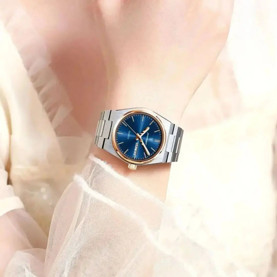 POEDAGAR Orologio da donna alla moda Orologio da polso da donna di lusso luminoso impermeabile in acciaio inossidabile Data settimana Orologi al quarzo da donna Reloj