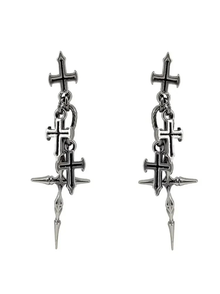 Set di Gioielli Punk Rock per Donne e Uomini, Collane e Anelli con Ciondolo a Croce Gotica, Collezione di Accessori Gioiello Audaci