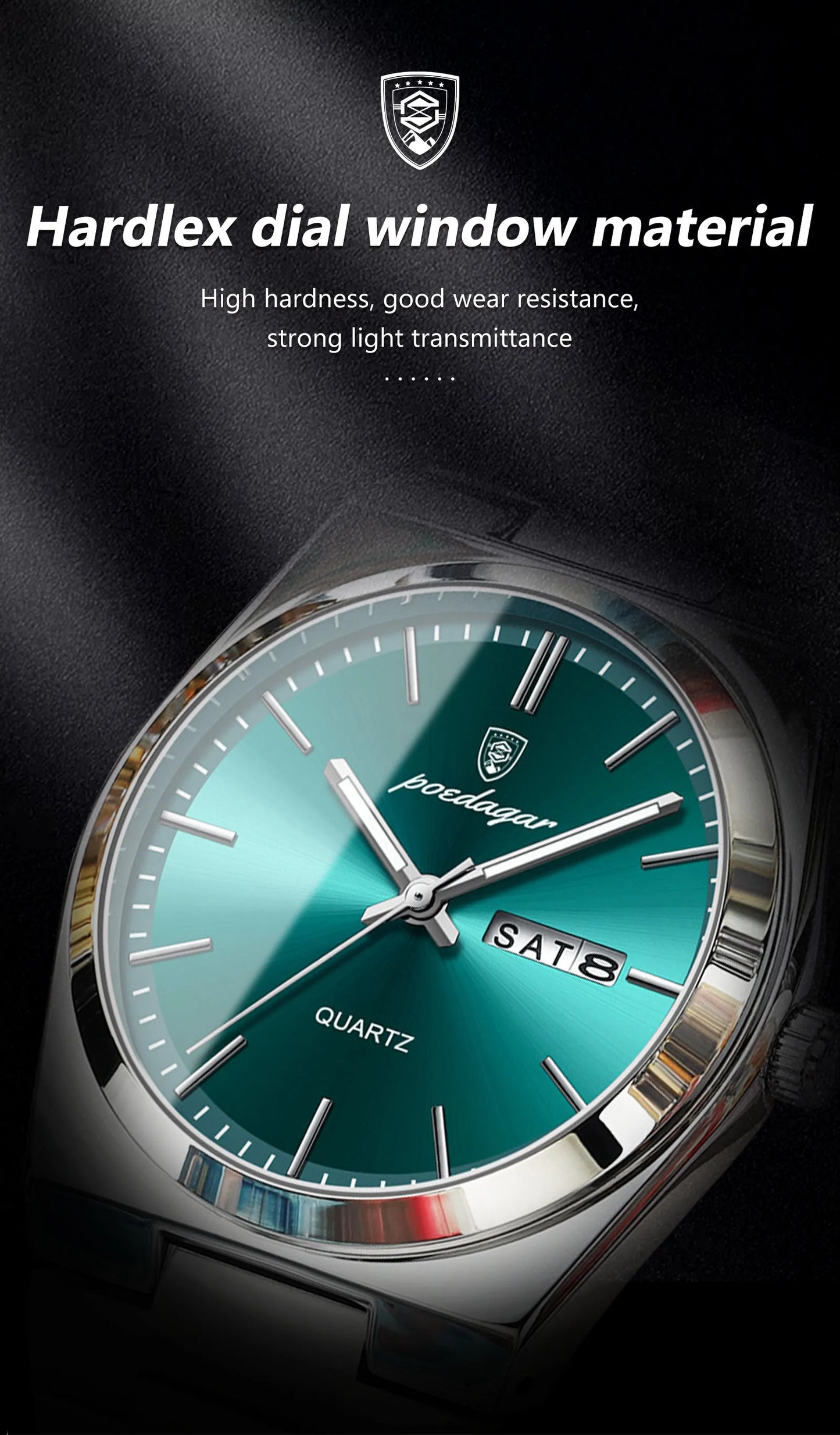 POEDAGAR Orologi da uomo di lusso Impermeabile luminoso Data Settimana Orologio da uomo in acciaio inossidabile Moda casual Orologio da polso da uomo al quarzo Reloj