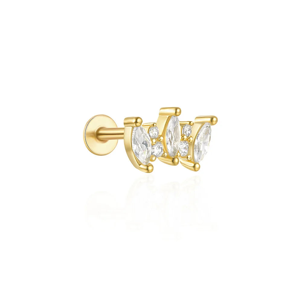 Orecchini con polsini piatti filettati con nappa tempestata di diamanti di nuovo stile, accessori per orecchie in stile europeo e americano.