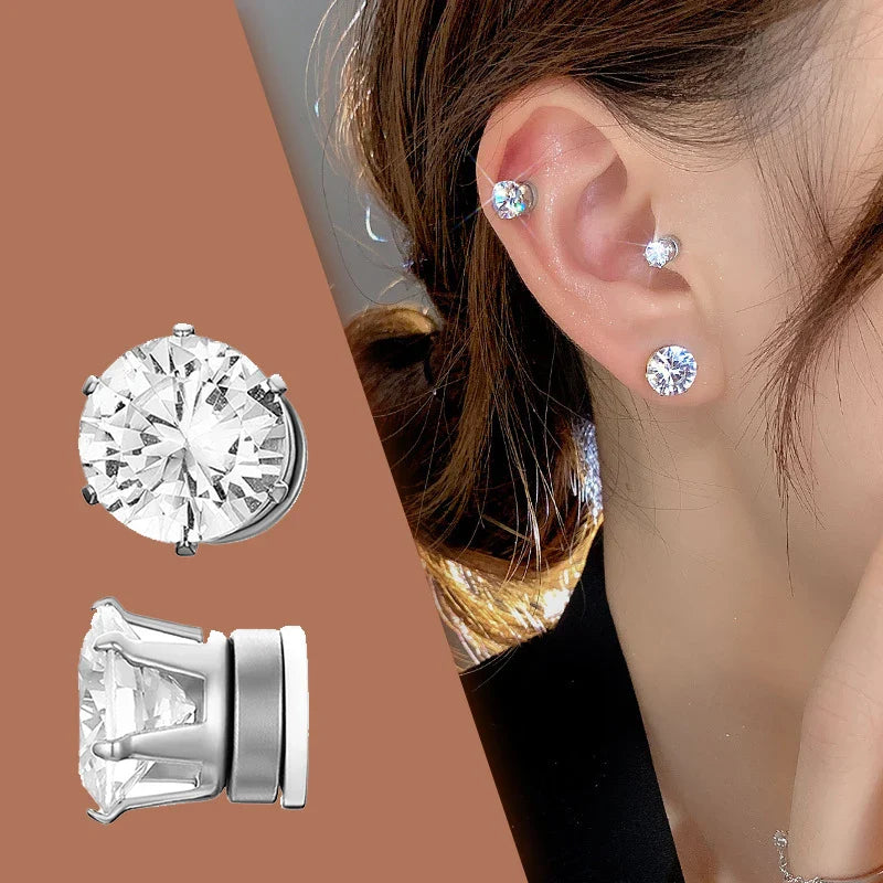 1 paio di orecchini a clip con orecchio magnetico forte in cristallo per uomo donna orecchini con magnete zircone rotondo punk regalo di gioielli non penetranti