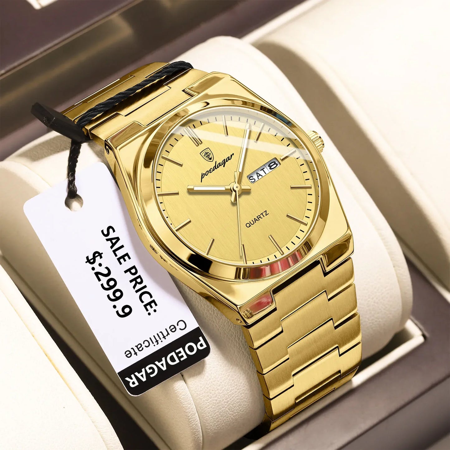 POEDAGAR Orologi da uomo di lusso Impermeabile luminoso Data Settimana Orologio da uomo in acciaio inossidabile Moda casual Orologio da polso da uomo al quarzo Reloj