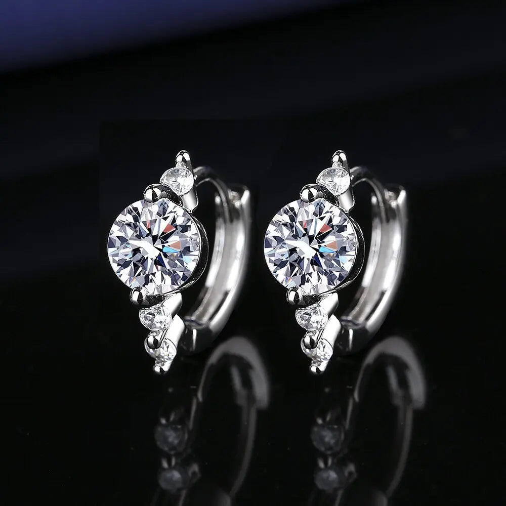Orecchini in argento sterling 925 gioielli di alta qualità retrò modello semplice orecchini con zirconi bianchi viola vendita calda