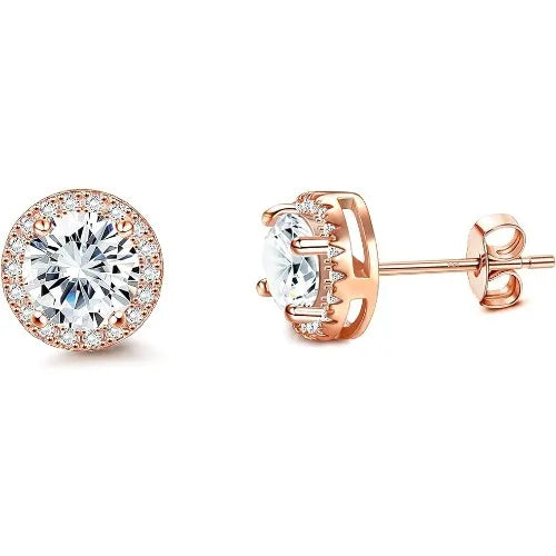 Drperfect Orecchini in argento con zirconi cubici per donna Uomo Orecchini a bottone delicati ipoallergenici placcati in oro 14 carati