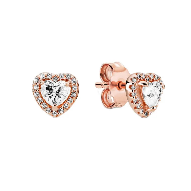Orecchini in Argento Puro 925 con Zirconi a Forma di Cuore, Stella, Luna e Cerchio, Gioielli per Donne, Regalo per Compleanno, Festa della Mamma, Accessori