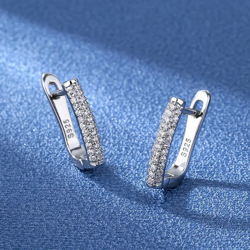 Orecchini in argento sterling 925 gioielli di alta qualità retrò modello semplice orecchini con zirconi bianchi viola vendita calda