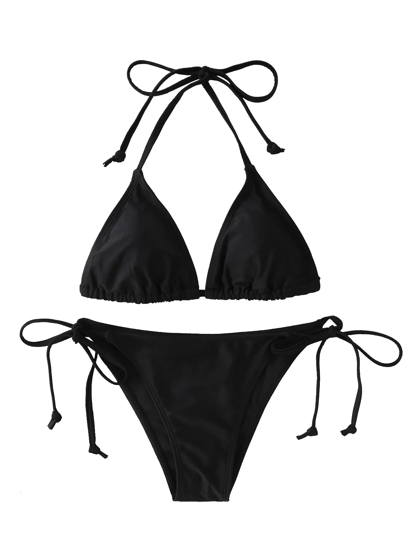 Set 2 Pezzi Bikini Sexy alla Moda per Donna, Costume da Bagno Triangolare con Laccetti, Abbigliamento da Spiaggia, Perizoma, Costume Intero Brasiliano