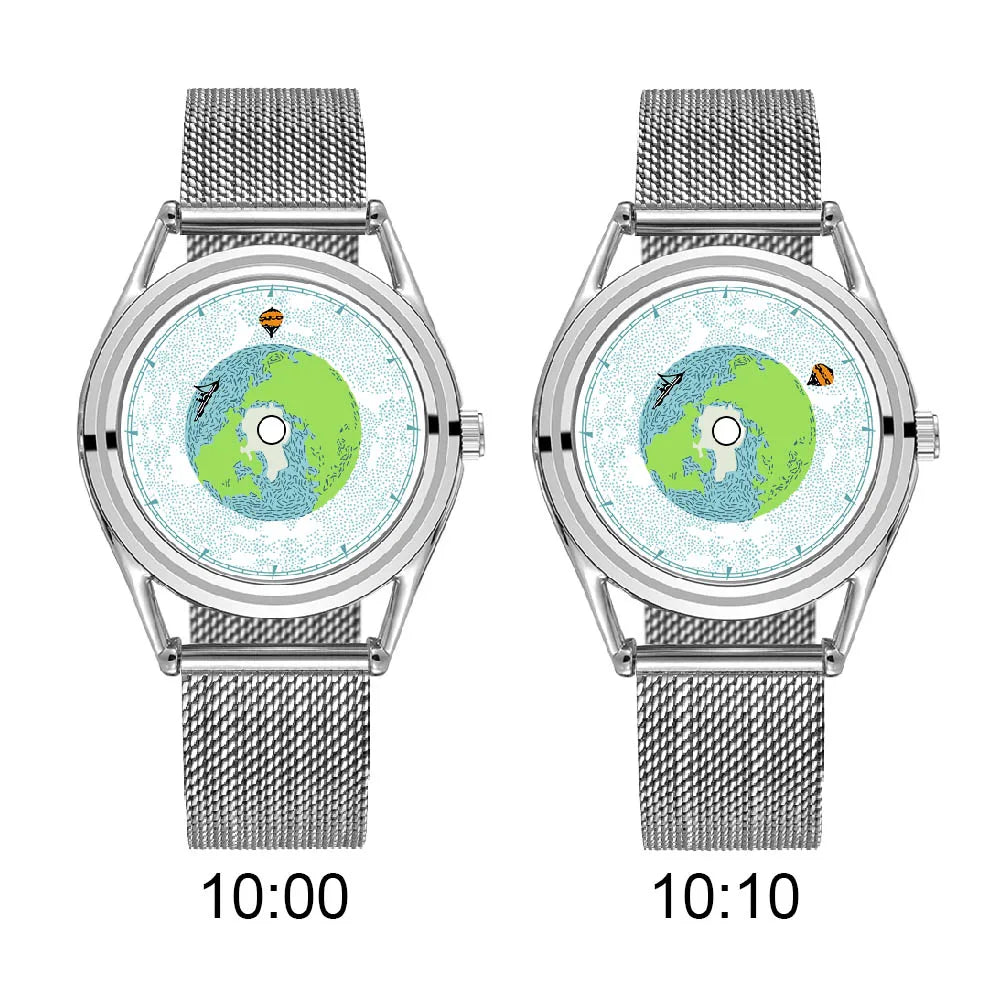 FEB 30TH Walking Men Design orologio Unisex da uomo dal Design creativo 3ATM cinturino in acciaio inossidabile resistente all'acqua