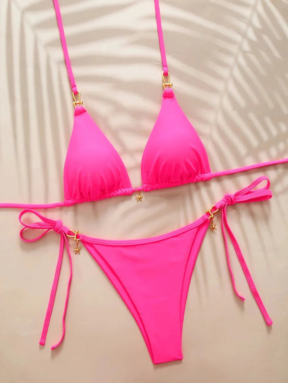 Micro Bikini Triangolare Sexy 2026, Costume da Bagno da Donna, Abbigliamento da Spiaggia, Set Bikini a Due Pezzi con Perizoma Estivo