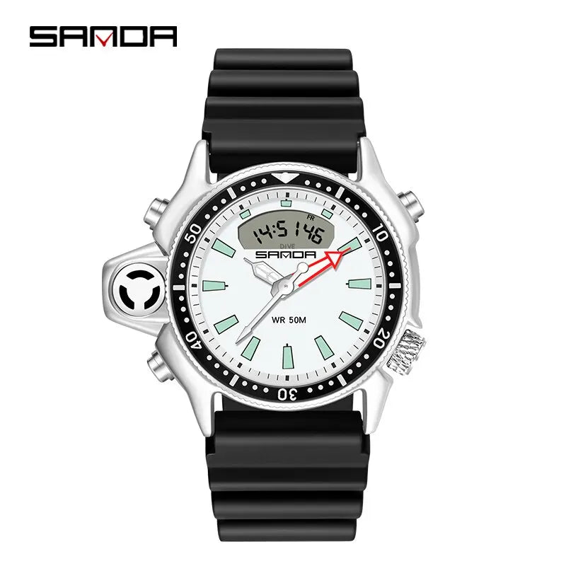SANDA Sport orologio digitale al quarzo da uomo orologi subacquei creativi orologio da uomo con allarme impermeabile orologio con doppio Display Relogio Masculino