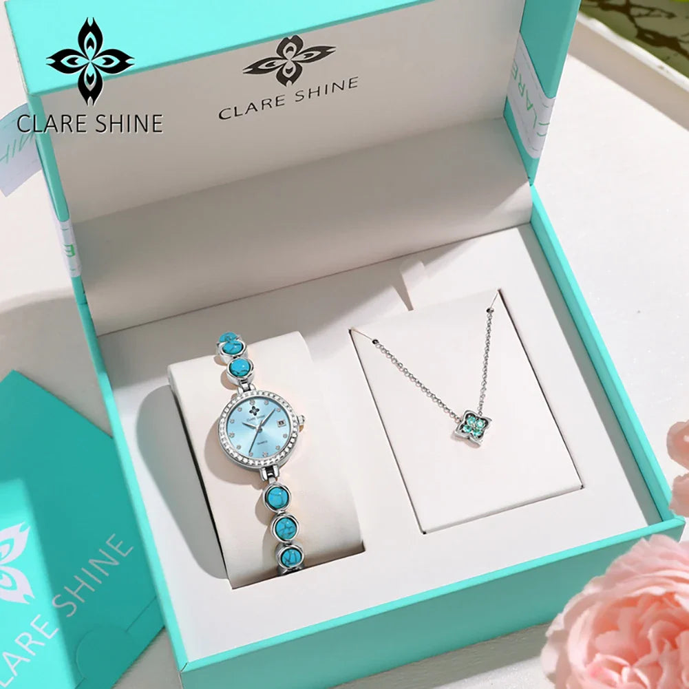 Orologio da donna CLARE SHINE Brand 7708, elegante orologio al quarzo di lusso, impermeabile, con datario, collezione Stellar Eyes.