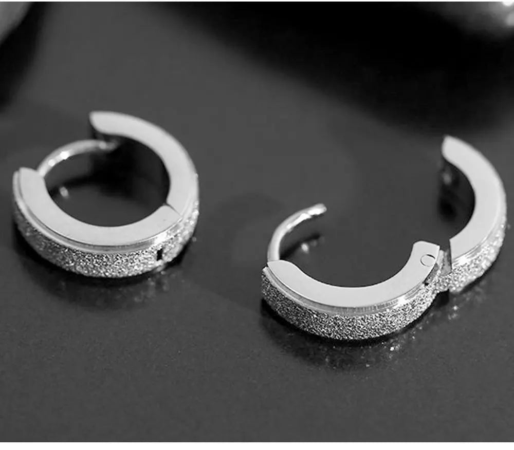Orecchini a cerchio in acciaio inossidabile con glassa larga 2 pezzi orecchini rotondi neri per donna uomo Punk Vintage Circle Earring Jewelry Statement