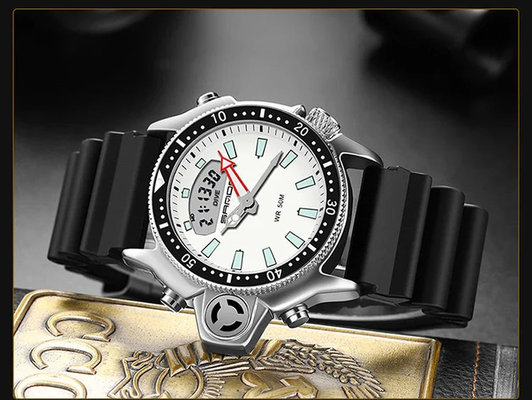 SANDA Sport orologio digitale al quarzo da uomo orologi subacquei creativi orologio da uomo con allarme impermeabile orologio con doppio Display Relogio Masculino