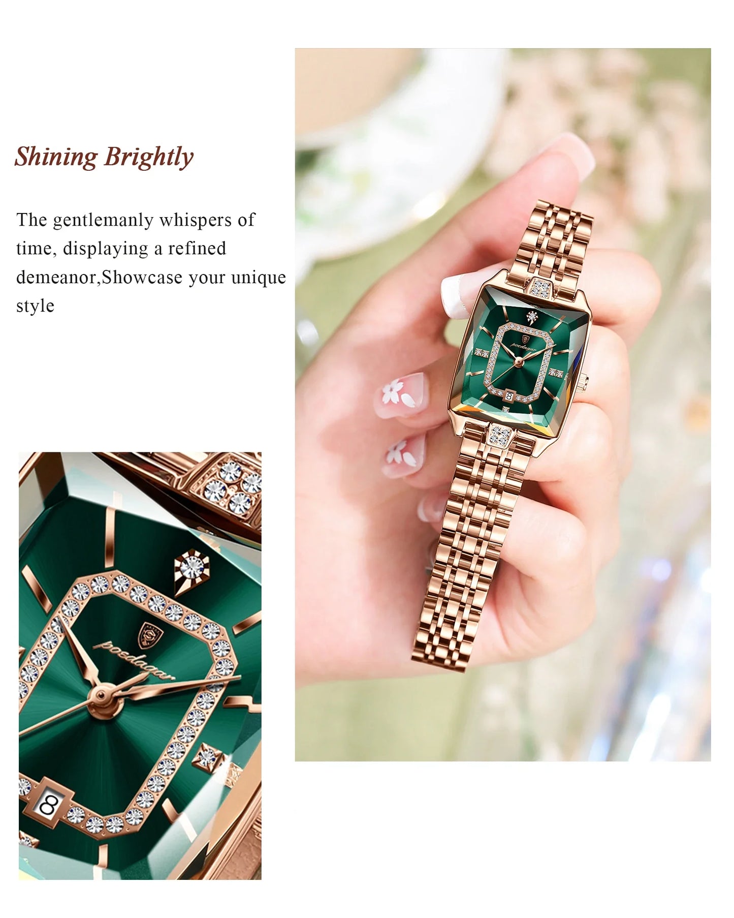 POEDAGAR Orologio da donna di lusso Impermeabile Data Orologio da polso da donna casual di alta qualità Orologio da donna elegante al quarzo in acciaio inossidabile