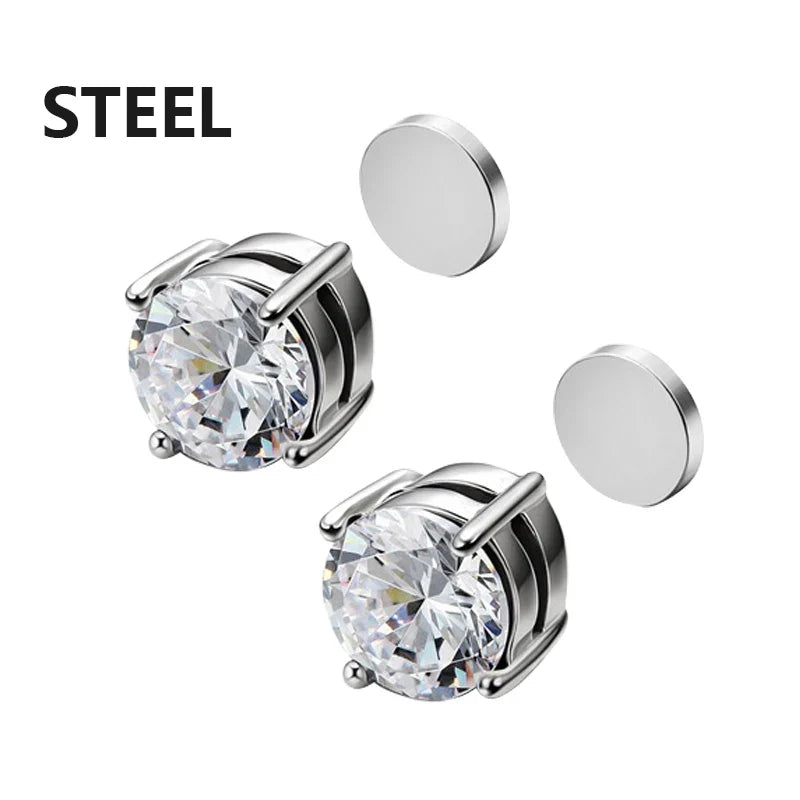 1/16 paia di orecchini a bottone magnetici da uomo in acciaio inossidabile con croce Non penetrante orecchini a cerchio Unisex CZ Magnet Clip on Earring