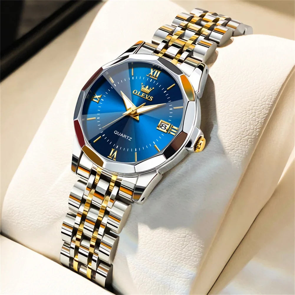 OLEVS 9931 Elegante Orologio da Donna di Lusso, Marca Originale, Movimento al Quarzo, Impermeabile, in Acciaio Inossidabile, Luminoso con Data