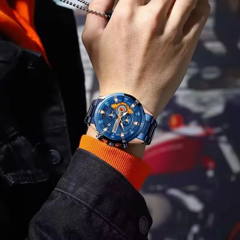 CURREN 8402 Orologio da uomo in acciaio inossidabile Moda creativa Quadrante luminoso con cronografo Orologio da uomo di lusso per il tempo libero reloj hombre