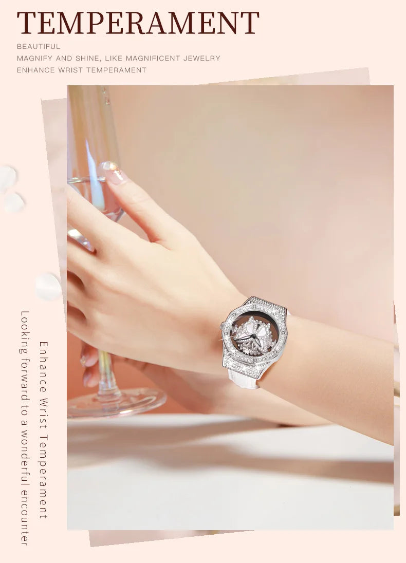 OLEVS 9996 Orologio Elegante di Lusso da Donna, Orologio al Quarzo Scheletrato, Impermeabile, con Quadrante Luminoso e Diamanti, Regalo Originale
