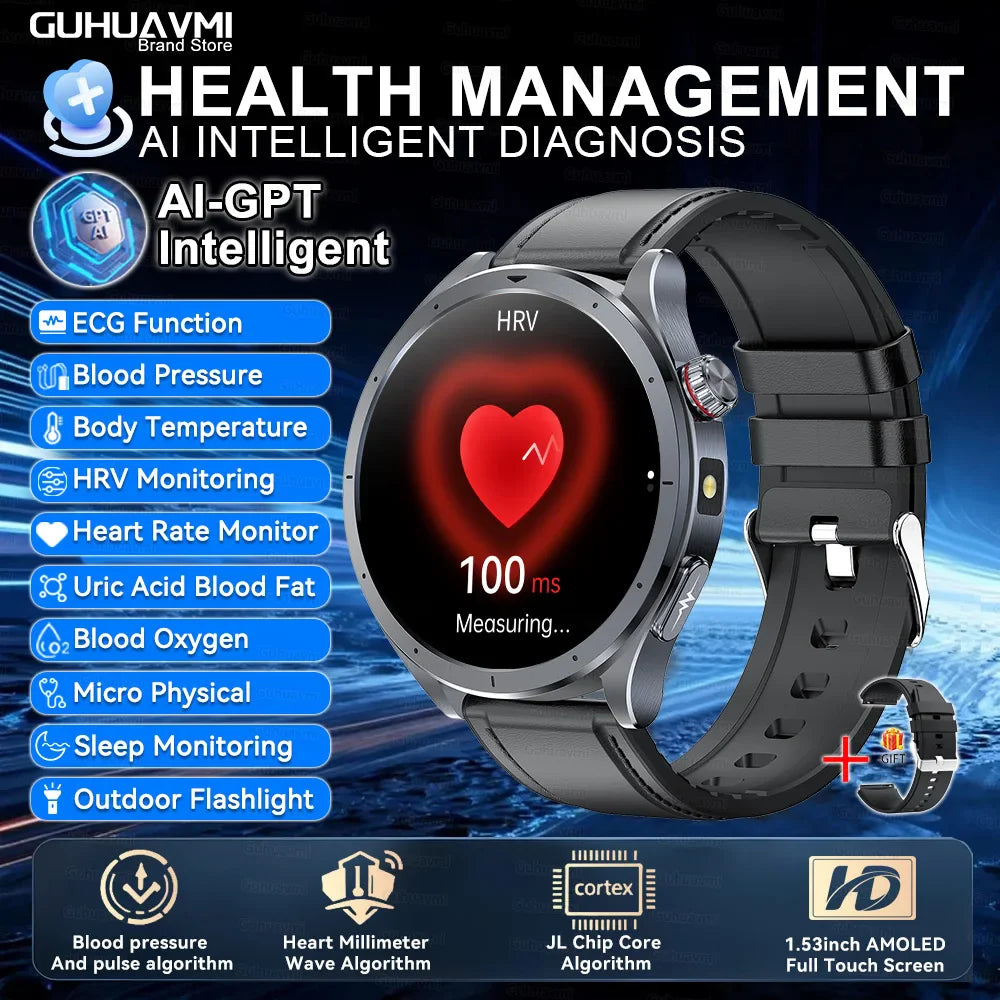 Nuovo Smartwatch 2026 per Analisi del Grasso Corporeo, ECG+PPG, Acido Urico, Pressione Sanguigna, Ossigeno nel Sangue, Orologio con Chiamate per Uomini e Donne