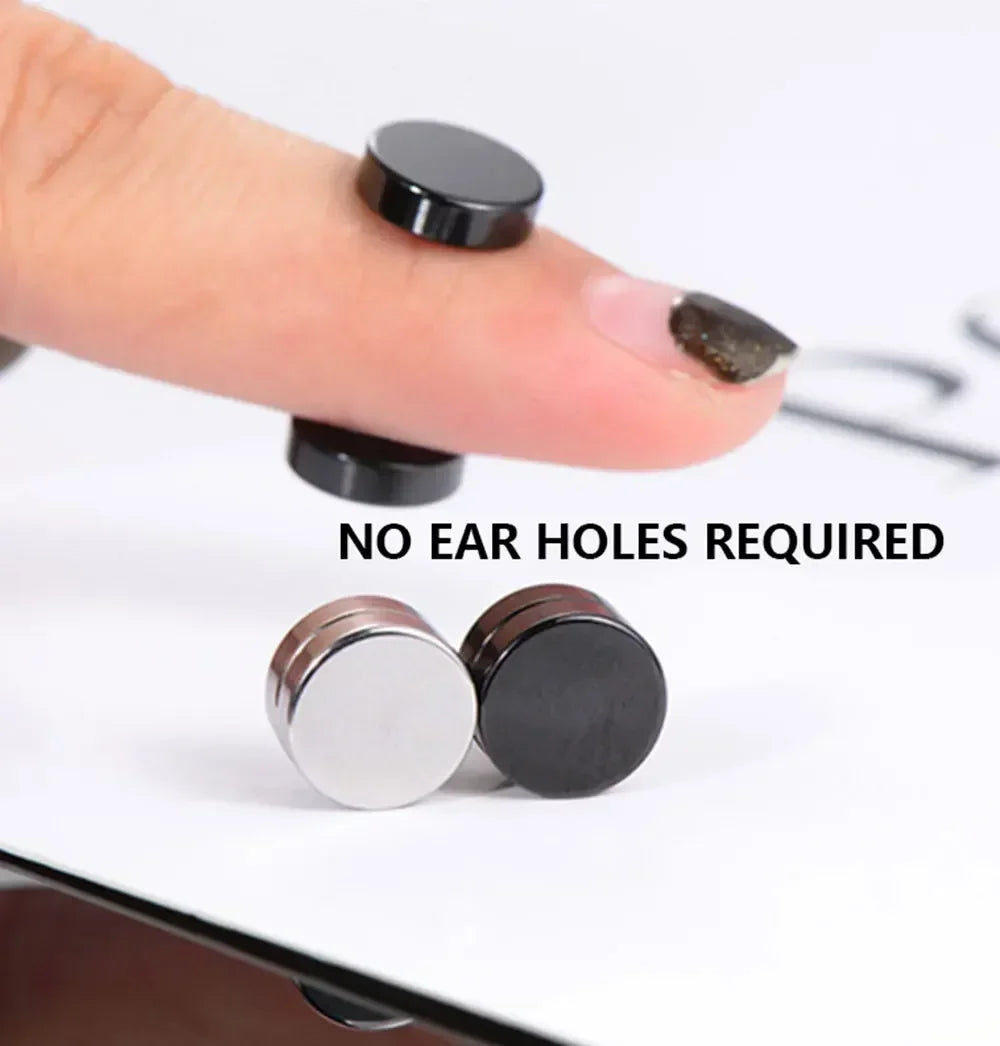 3 paia di orecchini a clip magnetici resistenti in cristallo per uomini e donne Orecchini con magnete zircone rotondo punk Gioielli non penetranti