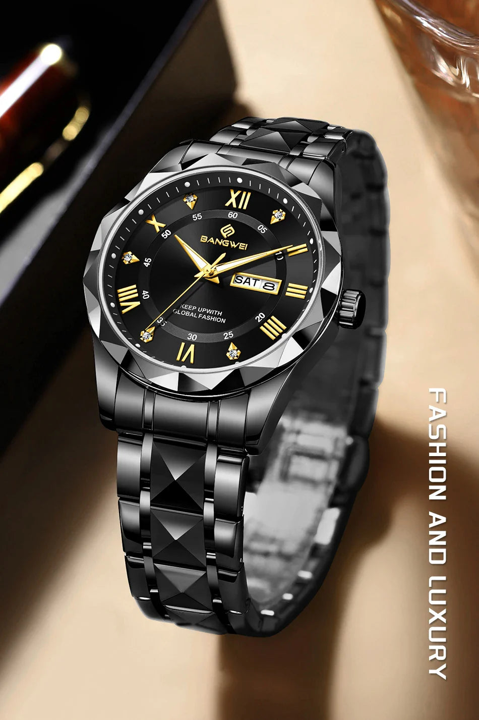 BANGWEI Orologio da donna Orologio di moda classico elegante di lussoBusiness Casual Data Orologi da donna al quarzo luminoso impermeabile in acciaio inossidabile