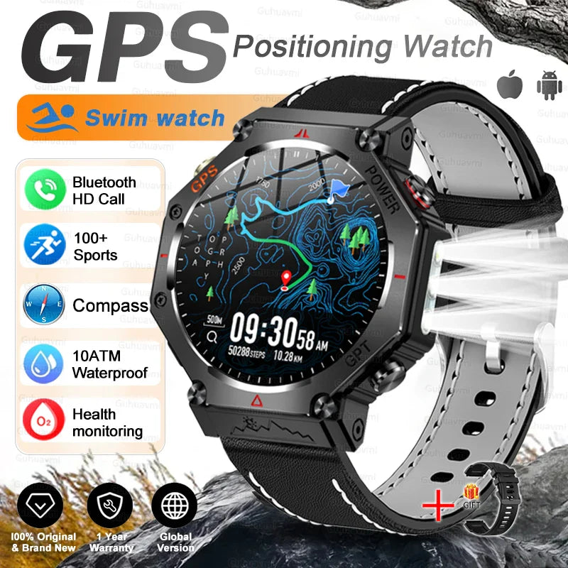 T-Rex 3 Grado Ultra Militare GPS Astuto Della Vigilanza 10ATM Bussola Impermeabile Altimetro Barometrico AMOLED Uomini HD Chiamata Sport Smartwatch