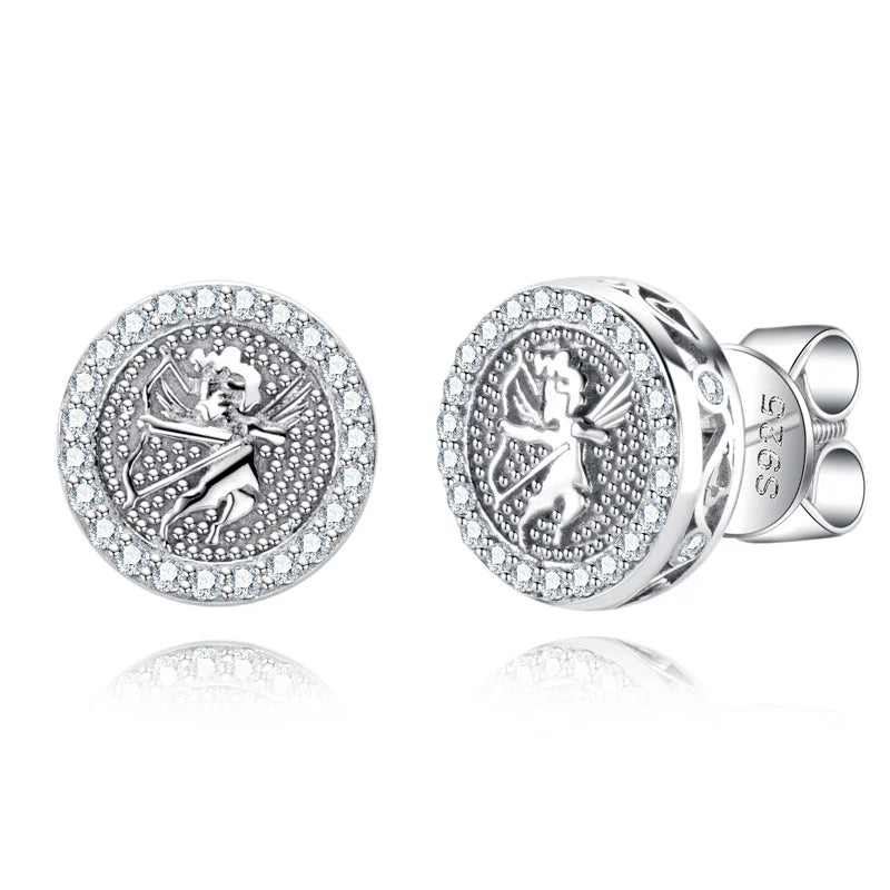 MossanRappr 0.4cttw Moissanite Angel Iced out Hip Hop Orecchini con perno 925 Sterling Silver D Colore Punk Gioielli di moda per gli uomini