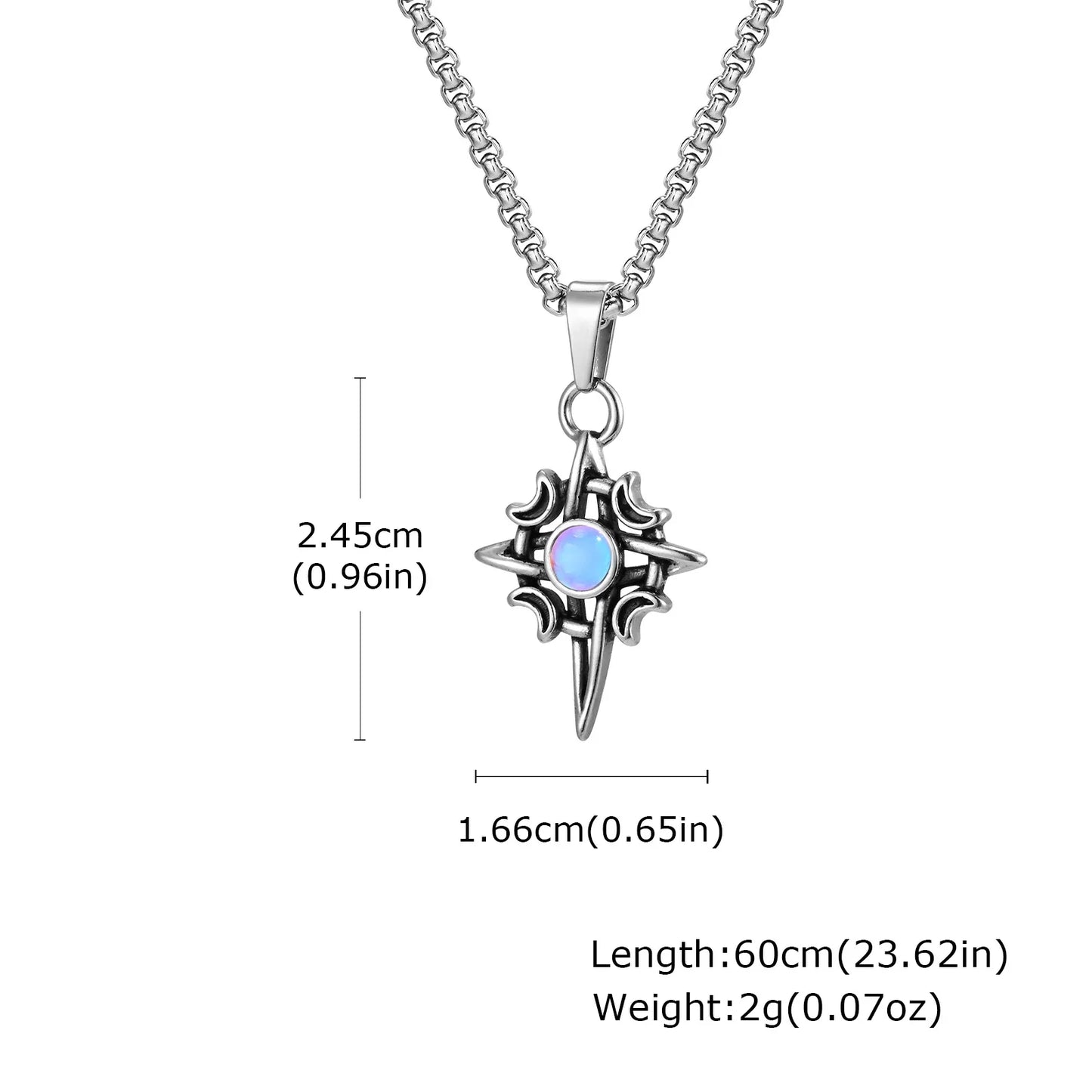 Vnox Witches Knot Moon Star Collane con ciondolo Orecchini per uomo Donna, set di gioielli con collare in pietra di luna con nodo celtico in acciaio inossidabile