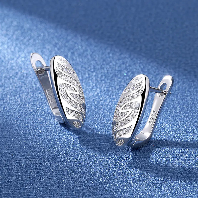 Orecchini in argento sterling 925 gioielli di alta qualità retrò modello semplice orecchini con zirconi bianchi viola vendita calda