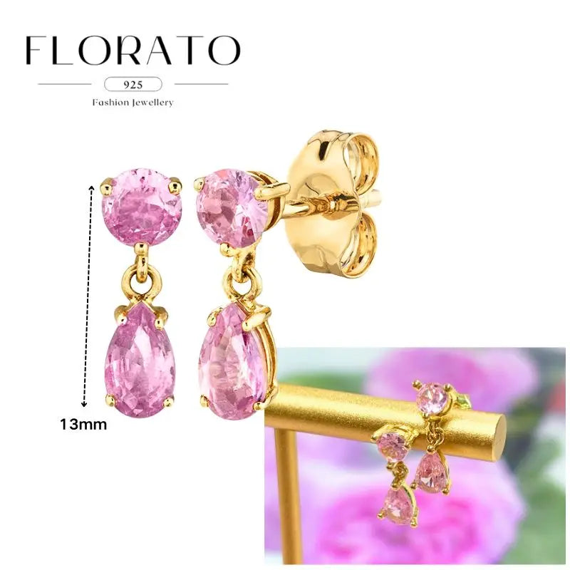 Lussuosa geometria 925 orecchio in argento sterling Ago rosa serie zircone orecchini a cerchio pendenti dolce moda regali di gioielli da sposa
