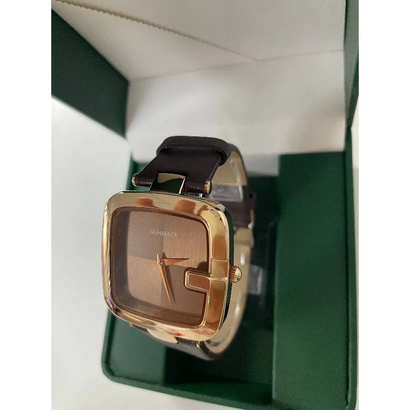 Elegante orologio da donna con movimento al quarzo in stile minimalista nordico ultrasottile con cinturino in vera pelle alla moda e confezione regalo