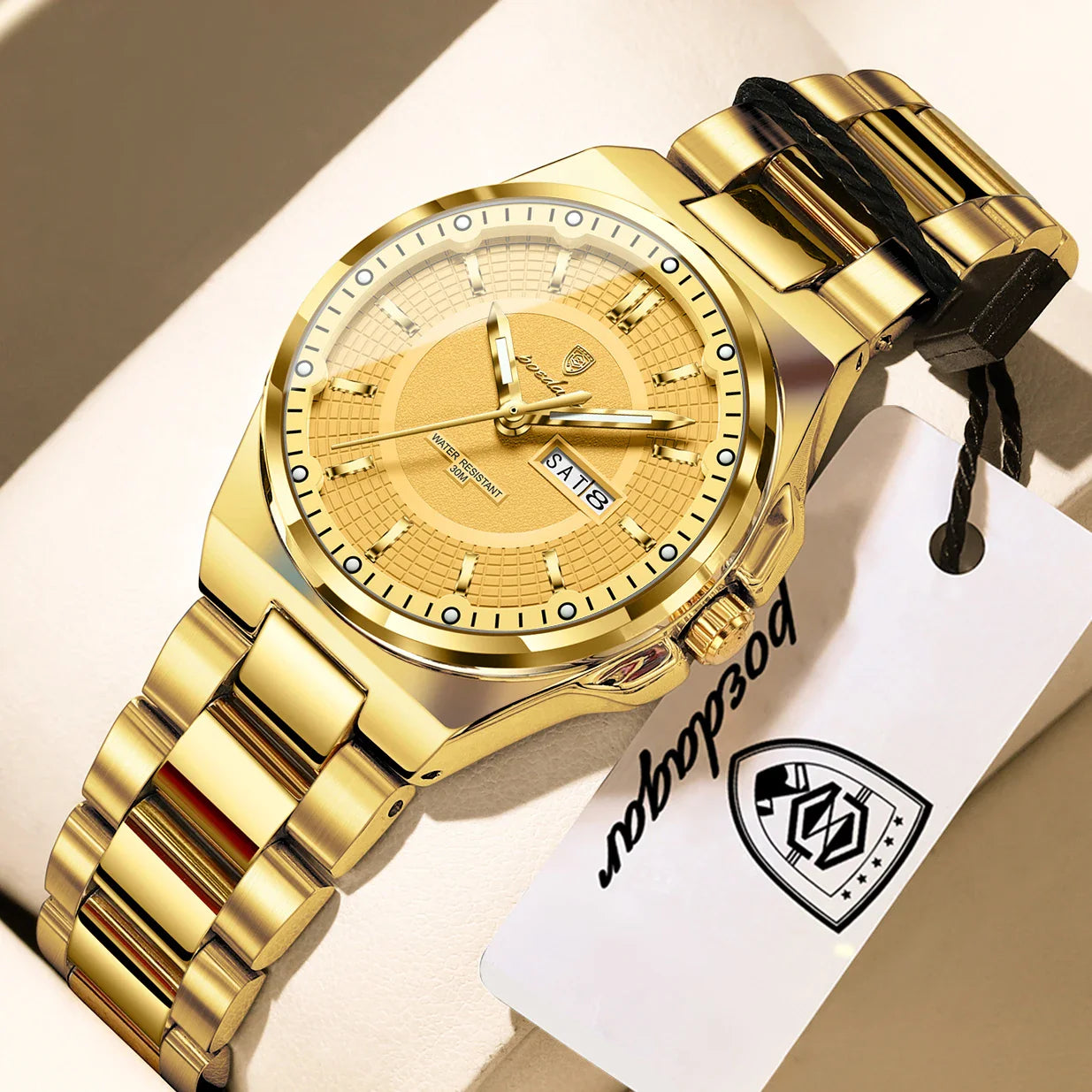 Orologio da Donna POEDAGAR Elegante con Data e Giorno della Settimana, Movimento al Quarzo, Acciaio Inossidabile, Luminoso e Impermeabile