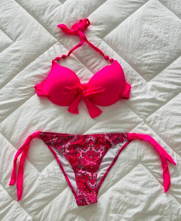 Sexy Push Up Bikini 2024 Costume da bagno donna Due pezzi Costumi da bagno Perizoma femminile Bikini Set Nuoto per costumi da bagno Biquini brasiliano