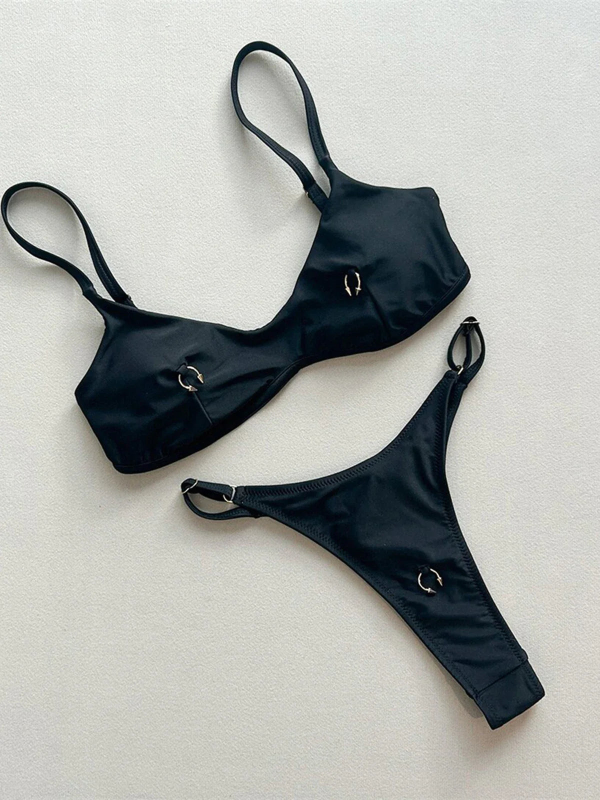 Anello in metallo Mini Micro perizoma Bikini Donna Costumi da bagno Costume da bagno femminile Bikini a due pezzi Costume da bagno imbottito Costume da bagno V7513