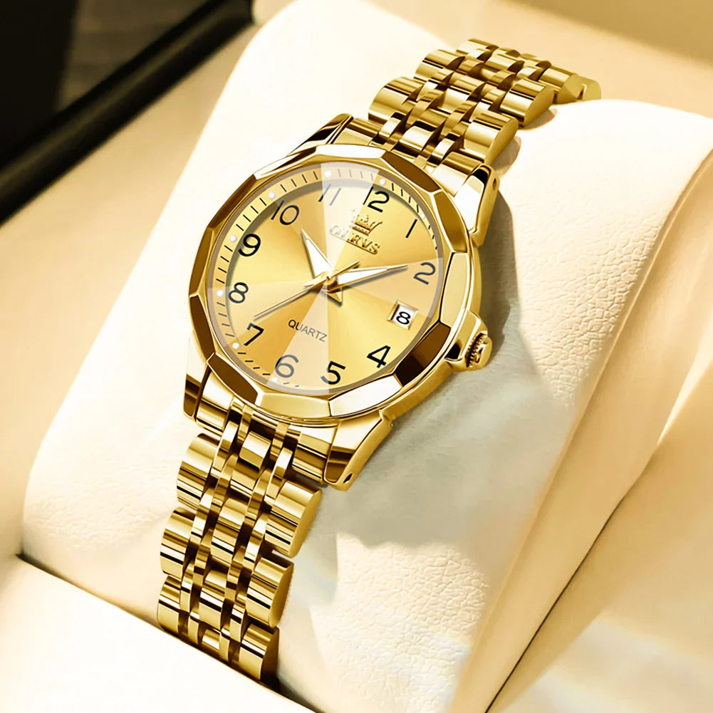 OLEVS 9931 Elegante Orologio da Donna di Lusso, Marca Originale, Movimento al Quarzo, Impermeabile, in Acciaio Inossidabile, Luminoso con Data