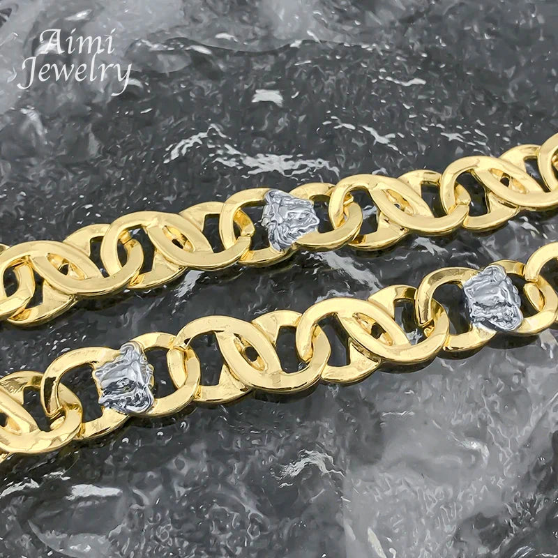 Set di Gioielli Originali per Uomo, Collana e Bracciale Hip Hop Placcati in Oro, Gioielleria alla Moda per Feste, Uso Quotidiano e Regali