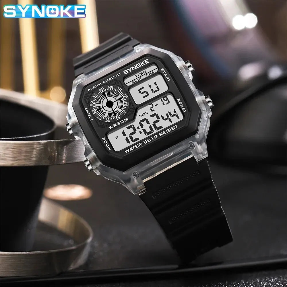 SYNOKE Digital Watches uomo sport luminoso multifunzione impermeabile orologio da polso da donna all'aperto e in esecuzione studente sette luci
