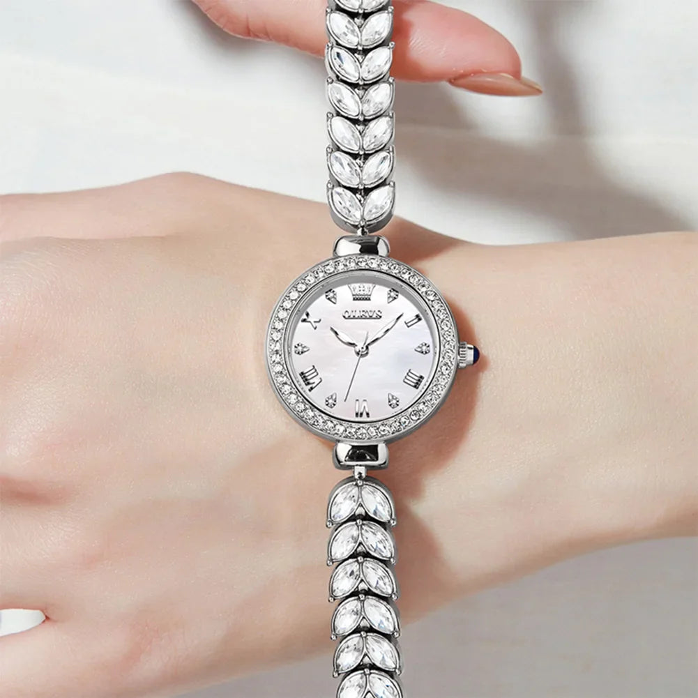OLEVS 9971 orologio al quarzo per donna scala romana abito elegante orologio da donna moda impermeabile luminoso orologio a mano di lusso originale