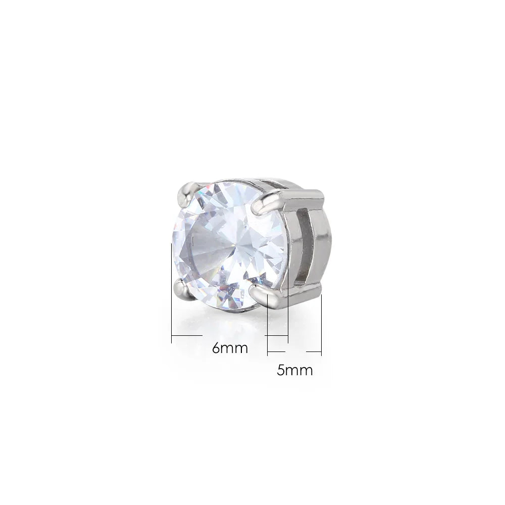 Orecchini finti Ice Out per uomo donna Forte magnete magnetico in acciaio inossidabile non penetrante Accessori per gioielli di moda Hip Hop Rock