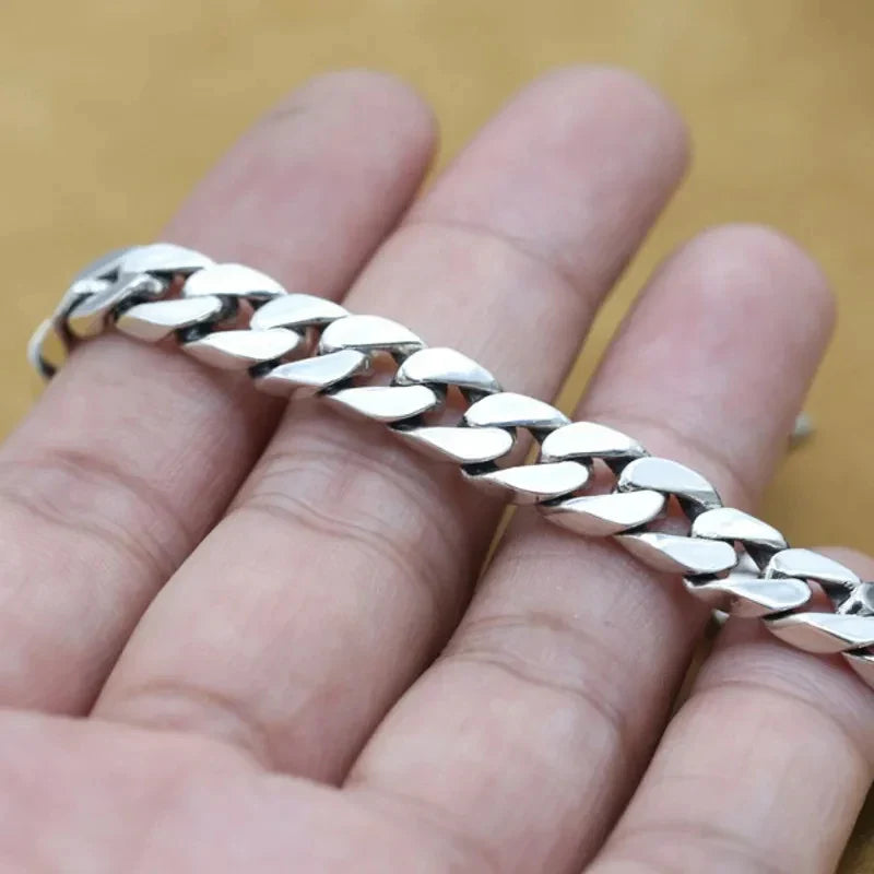 100% S925 Collana in argento sterling Bracciale Punk S925 Gioielli in argento Non sbiadisce mai Carry certificato Uomo Donna Gioielli Regali