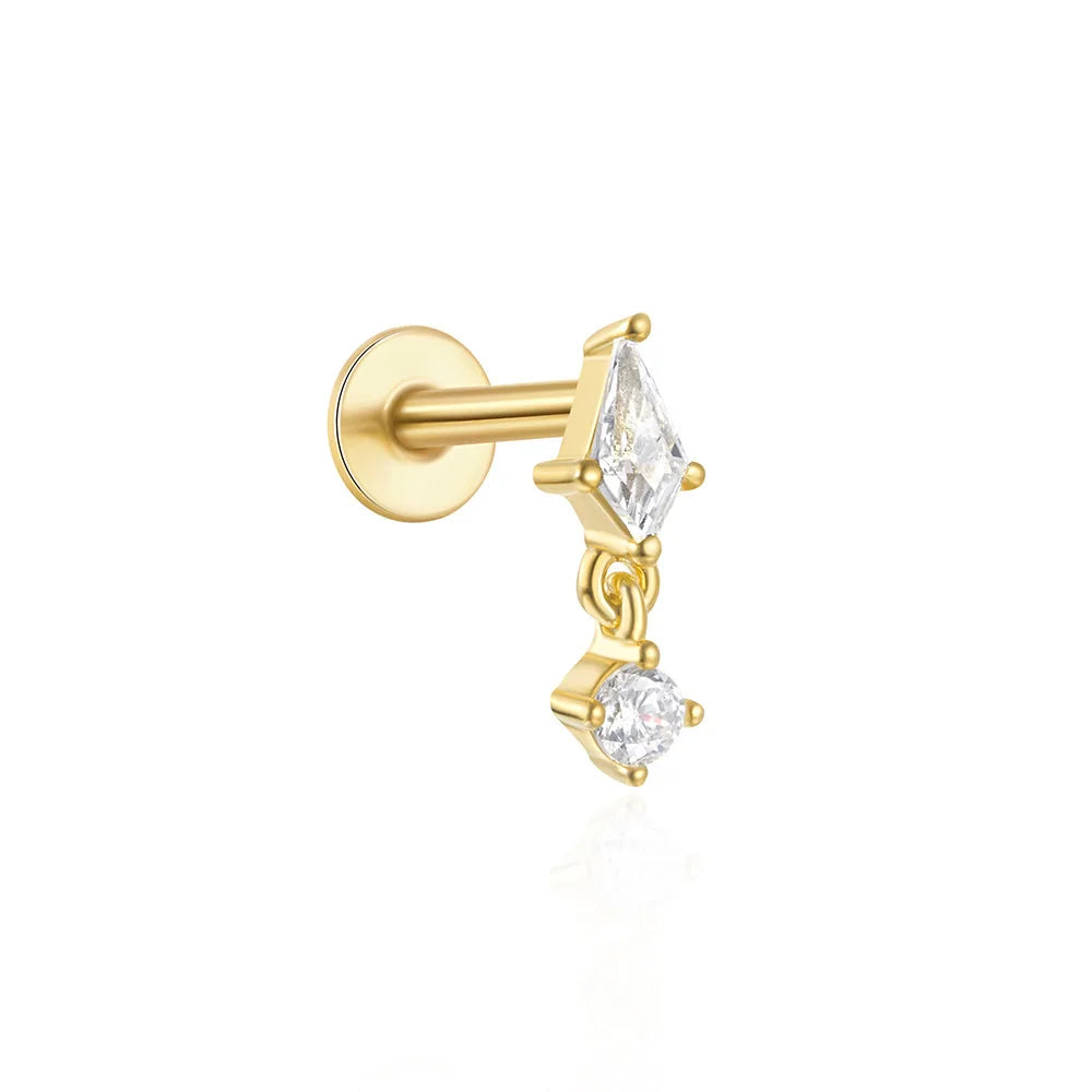 Orecchini con polsini piatti filettati con nappa tempestata di diamanti di nuovo stile, accessori per orecchie in stile europeo e americano.