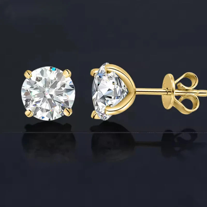Orecchini a lobo QMSHR con moissanite da 0,5-2 carati, placcati oro giallo 18K, in argento 925, per matrimonio, gioielli da donna e uomo con certificato GRA