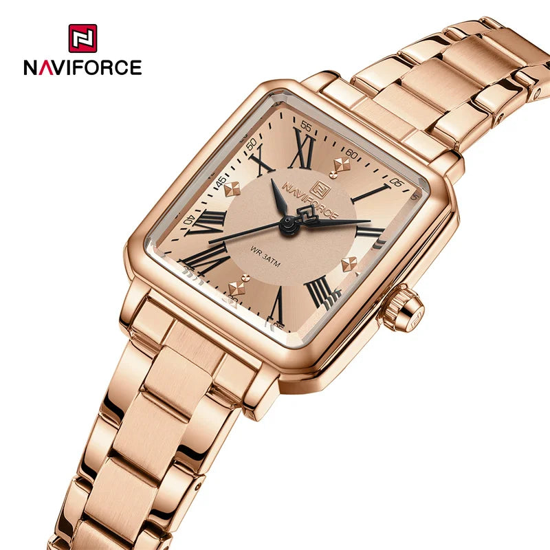 NAVIFORCE Orologio da donna alla moda per donna Orologio da polso da donna casual impermeabile al quarzo in acciaio inossidabile da regalare alla fidanzata 2025