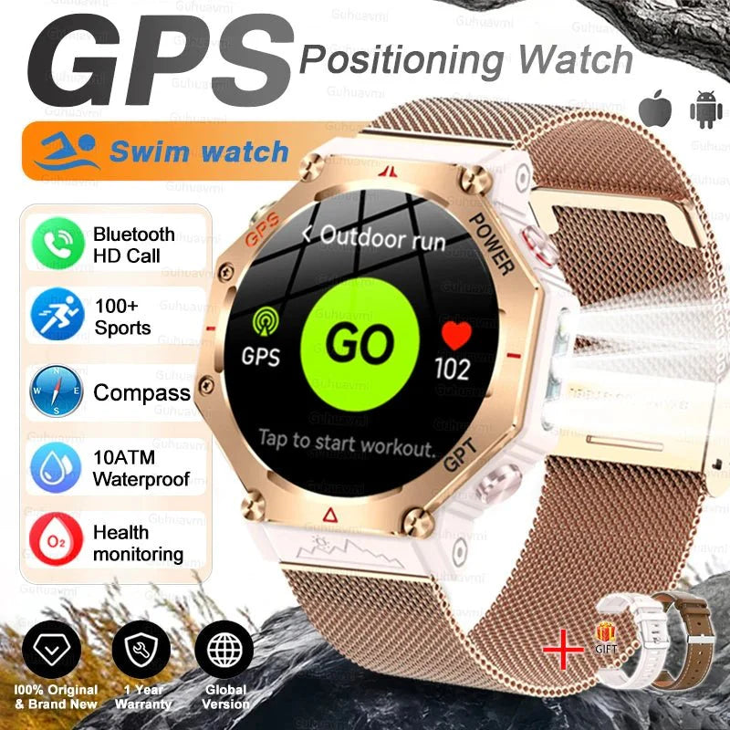 T-Rex 3 Grado Ultra Militare GPS Astuto Della Vigilanza 10ATM Bussola Impermeabile Altimetro Barometrico AMOLED Uomini HD Chiamata Sport Smartwatch