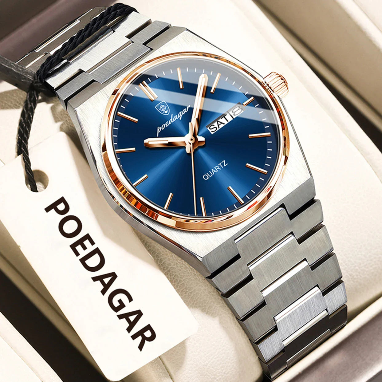 POEDAGAR Orologio da donna alla moda Orologio da polso da donna di lusso luminoso impermeabile in acciaio inossidabile Data settimana Orologi al quarzo da donna Reloj