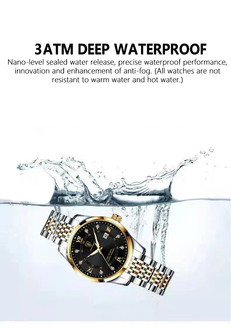 POEDAGAR Orologio da donna di lusso Orologio da donna impermeabile in acciaio inossidabile con data luminosa Orologi al quarzo da donna semplici e casual alla moda