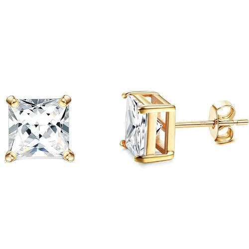 Drperfect Orecchini in argento con zirconi cubici per donna Uomo Orecchini a bottone delicati ipoallergenici placcati in oro 14 carati