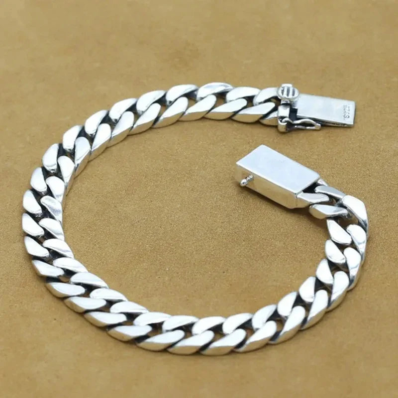 100% S925 Collana in argento sterling Bracciale Punk S925 Gioielli in argento Non sbiadisce mai Carry certificato Uomo Donna Gioielli Regali